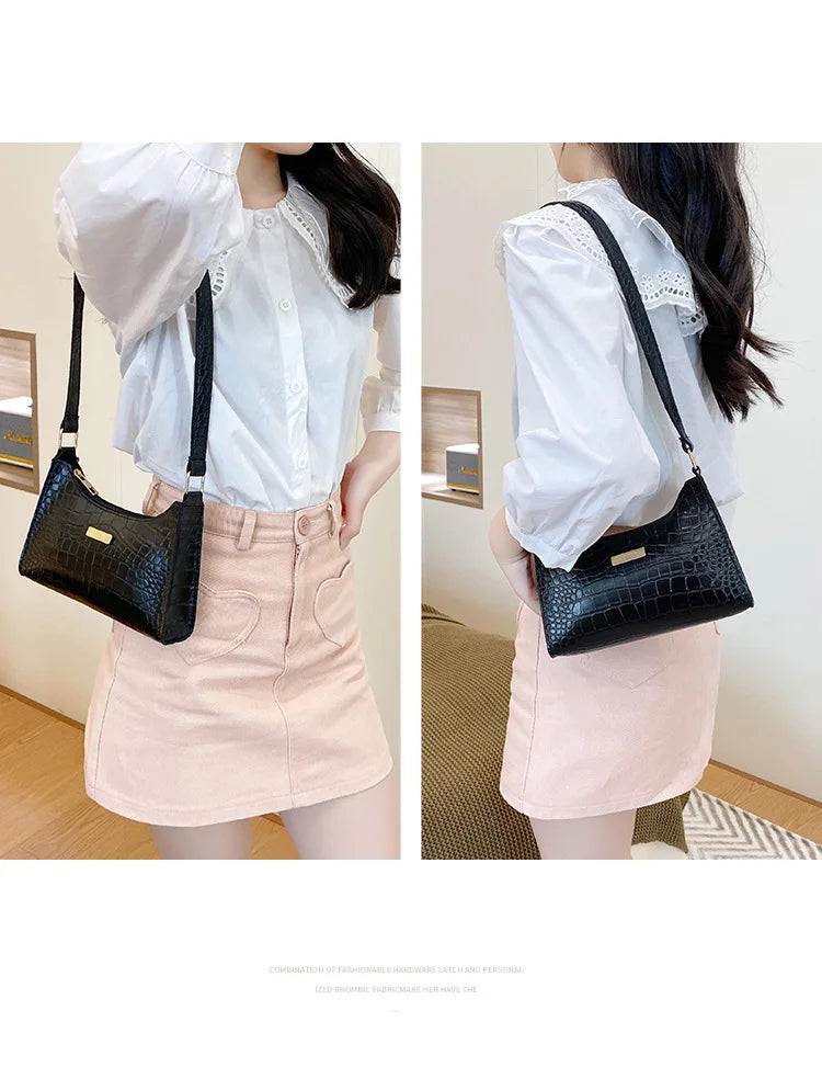 Fashion Shoulder Bag Crocodile Pattern Underarm Bag for Women Exquisite Crossbody Tote Purse Luxury Brand Handbags Shopping Bags