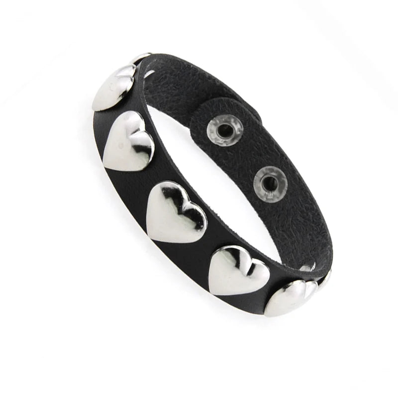 2024 Punk Dark PU Bracelet For Women Men Hip Hop Rock Chain Multi Layered Bracelet Trend Retro Gothic Jewelry Dancer Accessories