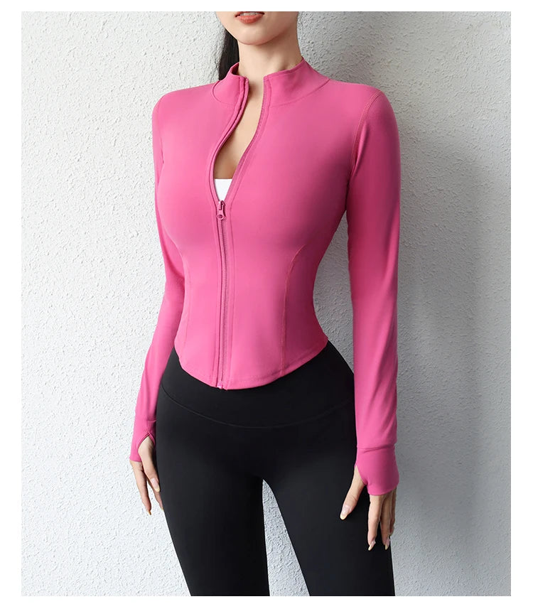 2023 Yoga Jacket - Short Sports Jacket Body Sculpting Zipper