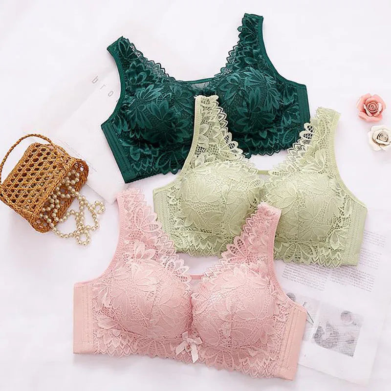 Sexy Push Up Bra - See Through Backless Floral Lace Bralette