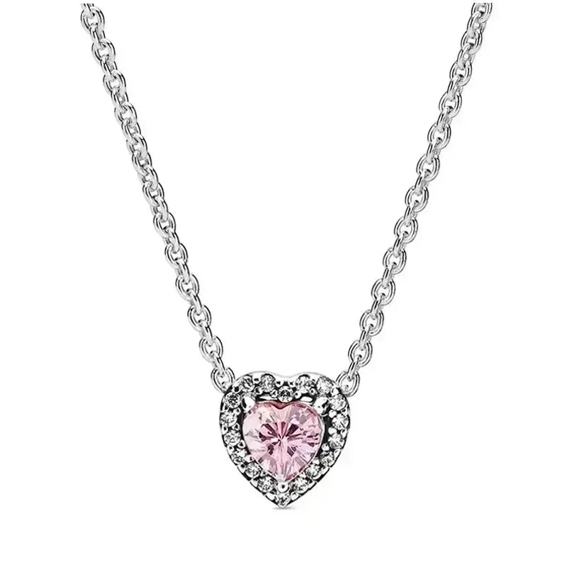Christmas Birthday Surprise Gifts 925 Sterling Silver Exquisite Shiny Round Heart-shaped Necklace Classic Charm Women's Jewelry