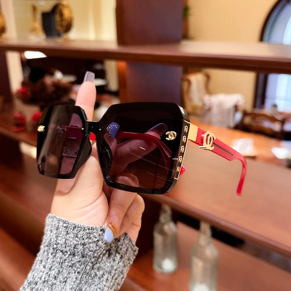 Fashion Oversized Square Vintage Sunglasses - Brand Designer UV400
