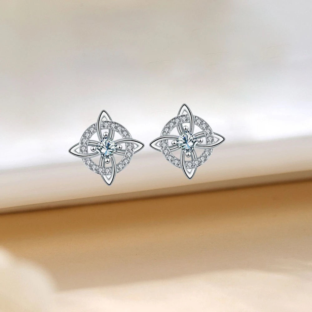 925 Sterling Silver Nudo De Bruja Original Stud Earrings for Women Witches Knot Earrings with Zircon Protection Amulet Jewelry