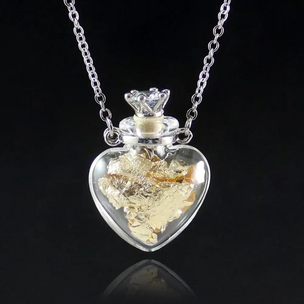 Openable Water Drop Heart Steel Chain Perfume Vial Necklace Wishing Bottle Pendant Essential Oil Diffuser Memorial Jewelry Gifts
