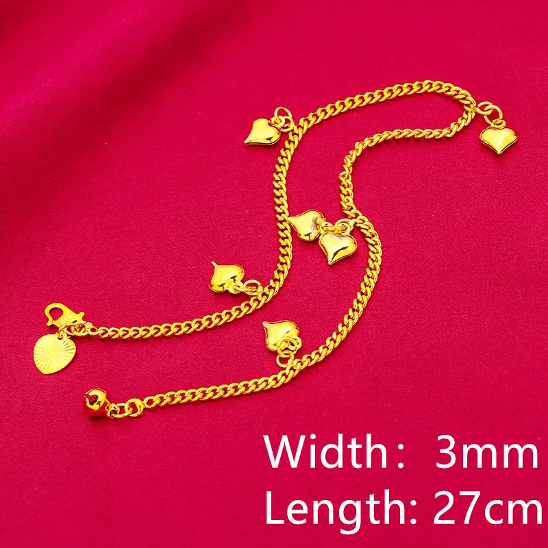 Stainless Steel Bracelets on the Leg Heart Charm Long Chain Foot Anklet 27cm Bohemian Accessories Jewelry Gifts