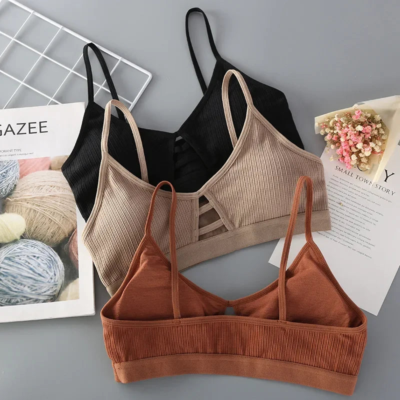 Women Thin Strap Bra - Seamless Hollow Out Wireless Bralette