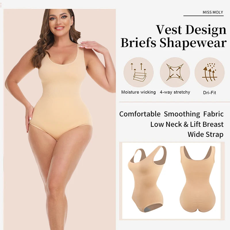Bodysuit Shapewear - Tummy Control Butt Lifter Low Neck Jumpsuit