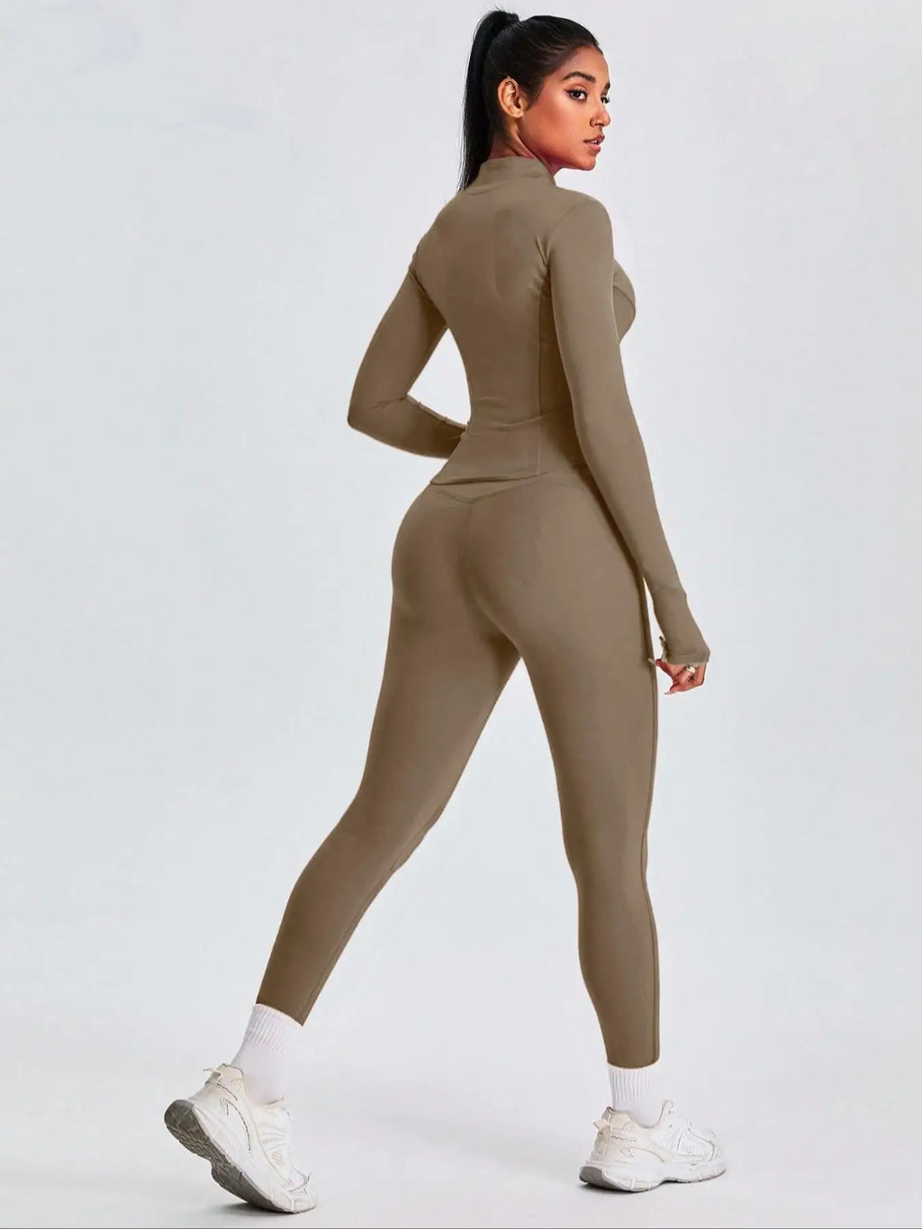 Fitfemme Two-Piece Sports Set - Zip Mock Neck Jacket & Leggings