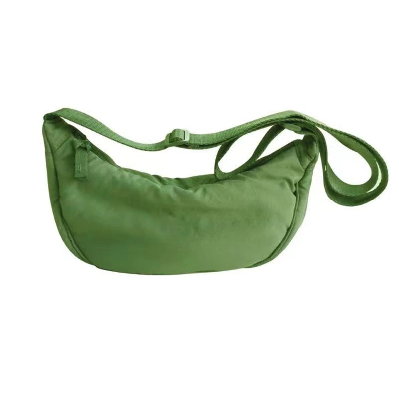 Women Half Moon Shape Crossbody Chest Bag Casual Nylon Shoulder Bag Female Large Capacity Tote Solid Lady Travel Shopper Handbag