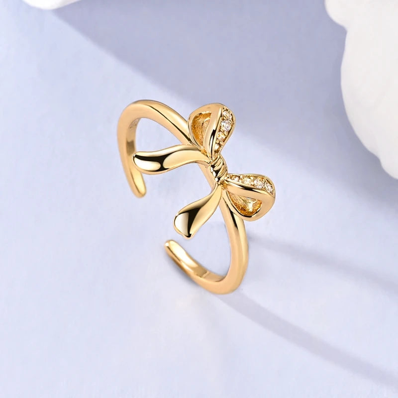 925 Sterling Silver Love Ring - Gold Sparkling Wedding Engagement