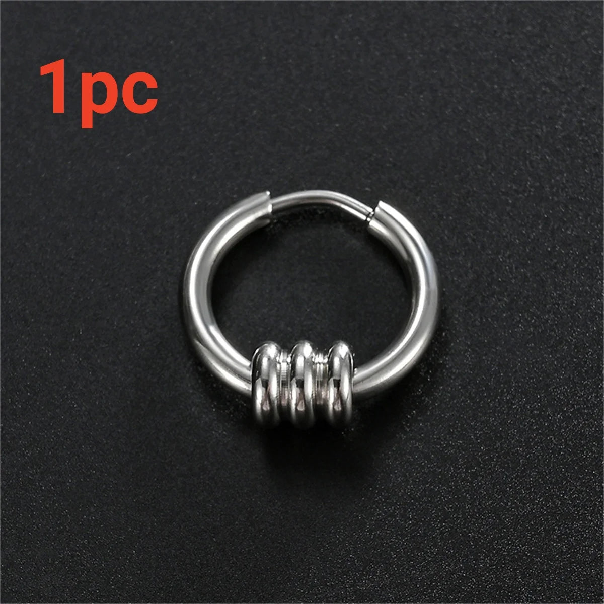 1PC Stainless Steel Imitation Pearl Beads Hoop Dangle Earrings For Men Women Vintage Punk Lightning Circle Earrings Jewelry Gift