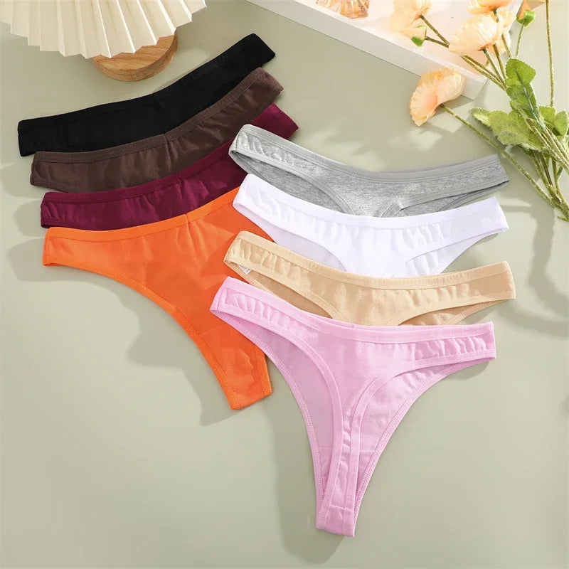 3Pcs/Set Seamless Thong Cotton Women Thin Strap Low Waist High Flexibility Panty Sexy Underwear Ladies Briefs T-back Soft Women