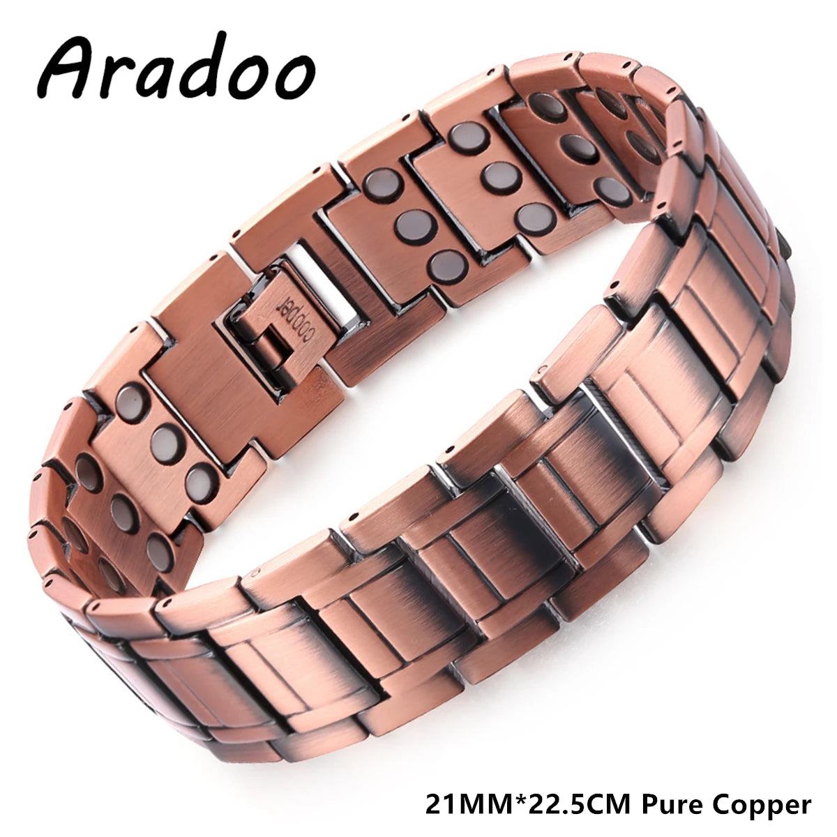 ARADOO Men's Pure Copper Bracelet 3500 Gauss 3X Strongth Magnetic Therapy Link Bracelets