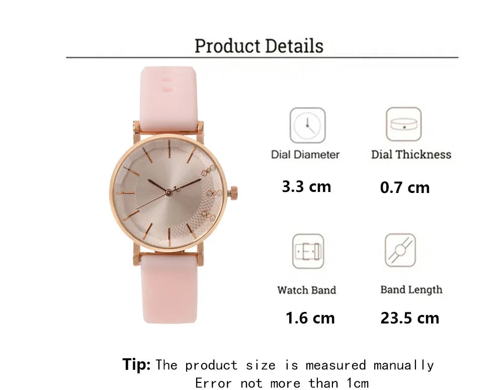Fashion Diamond Ladies Quartz Watch - Silicone Strap Sports Dress Watch