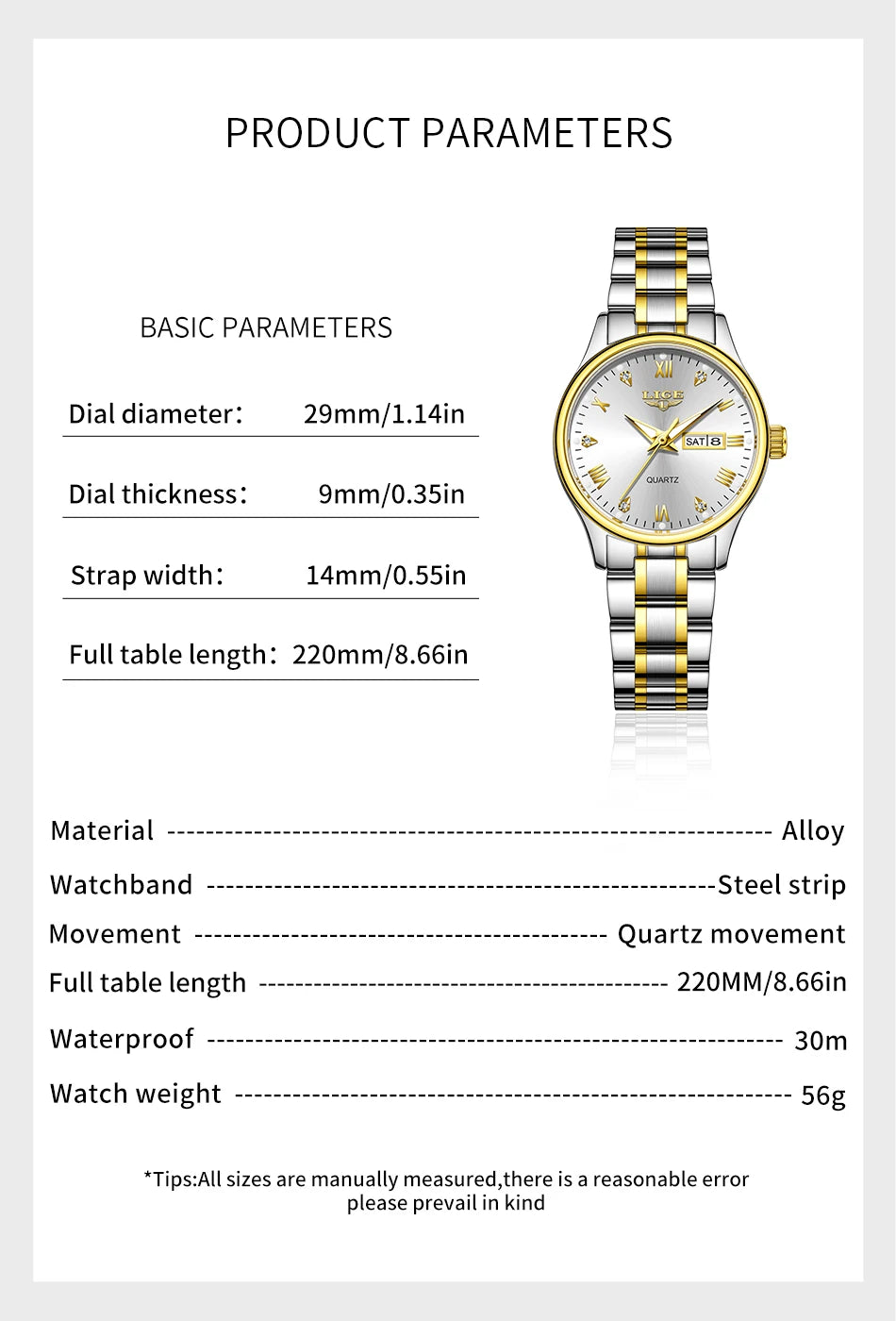 LIGE Women Wrist Watch Original Watches for Ladies Waterproof Stainless Steel Luxury Quartz Woman Wristwatch Diamond Dial Clock