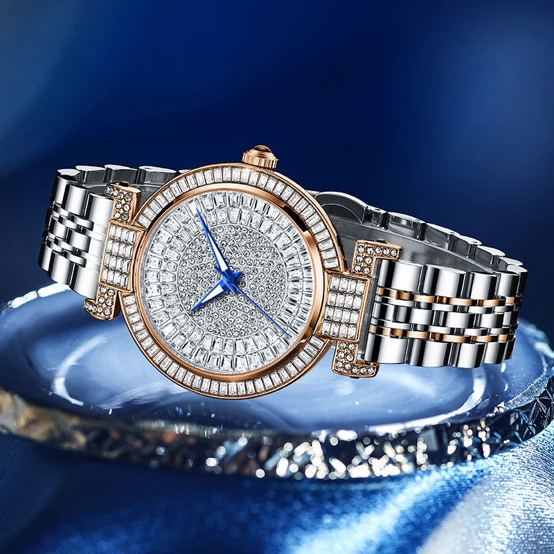 ROMITIME Luxury Diamond Dial Watch - Elegant Waterproof Stainless Steel
