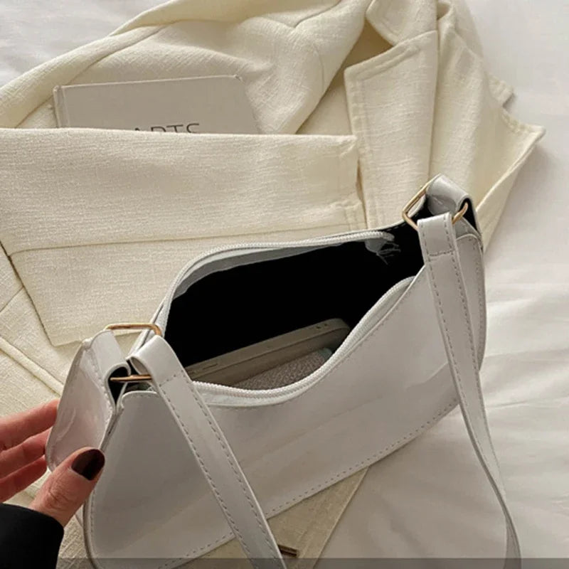 Retro Solid Color PU Leather Shoulder Underarm Bag Women's Fashion Handbags Casual Purses and Handbag Ladies Hand Bags