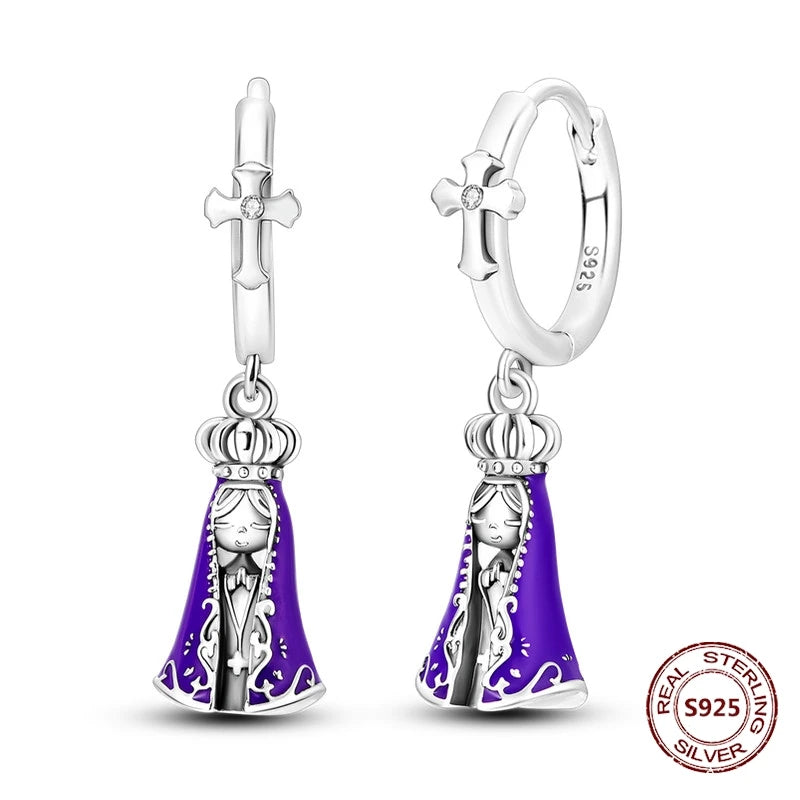 Unicorn Earrings 925 Sterling Silver Original Zircon Elephant Feather Dog Cat Blue Star Small Earrings For Women Jewelry Gift