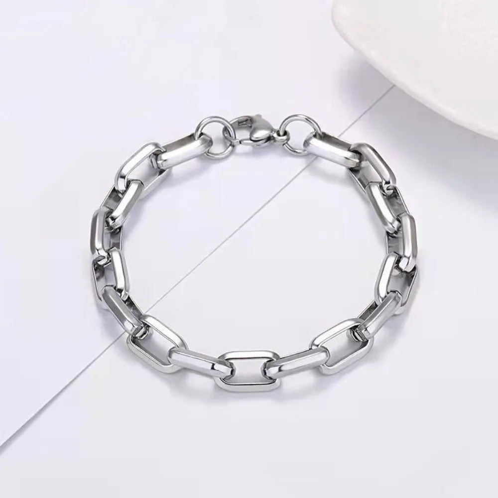 Men's Cuban Thick Chain Industrial Style Hip-hop Punk Trendy  Hand Stainless Steel Cross Chain Bracelet