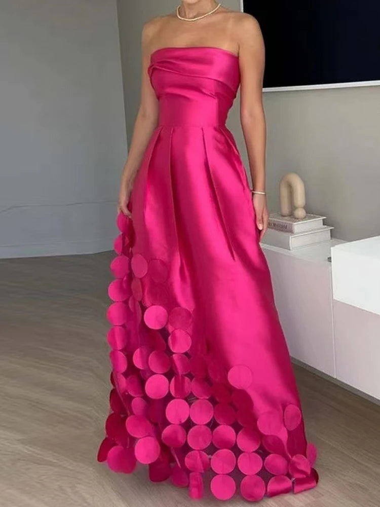 Elegant Off Shoulder Dress - Satin Hollow Out Party Evening Gown
