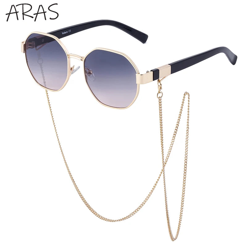 Polygon Sunglasses with Chain 2025 - Luxury Octagon Unique Trends Women