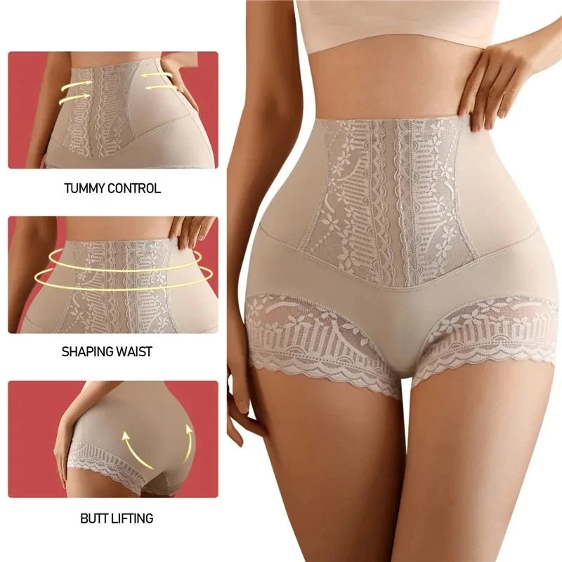 High Waist Control Panties - Seamless Lace Postpartum Shapewear