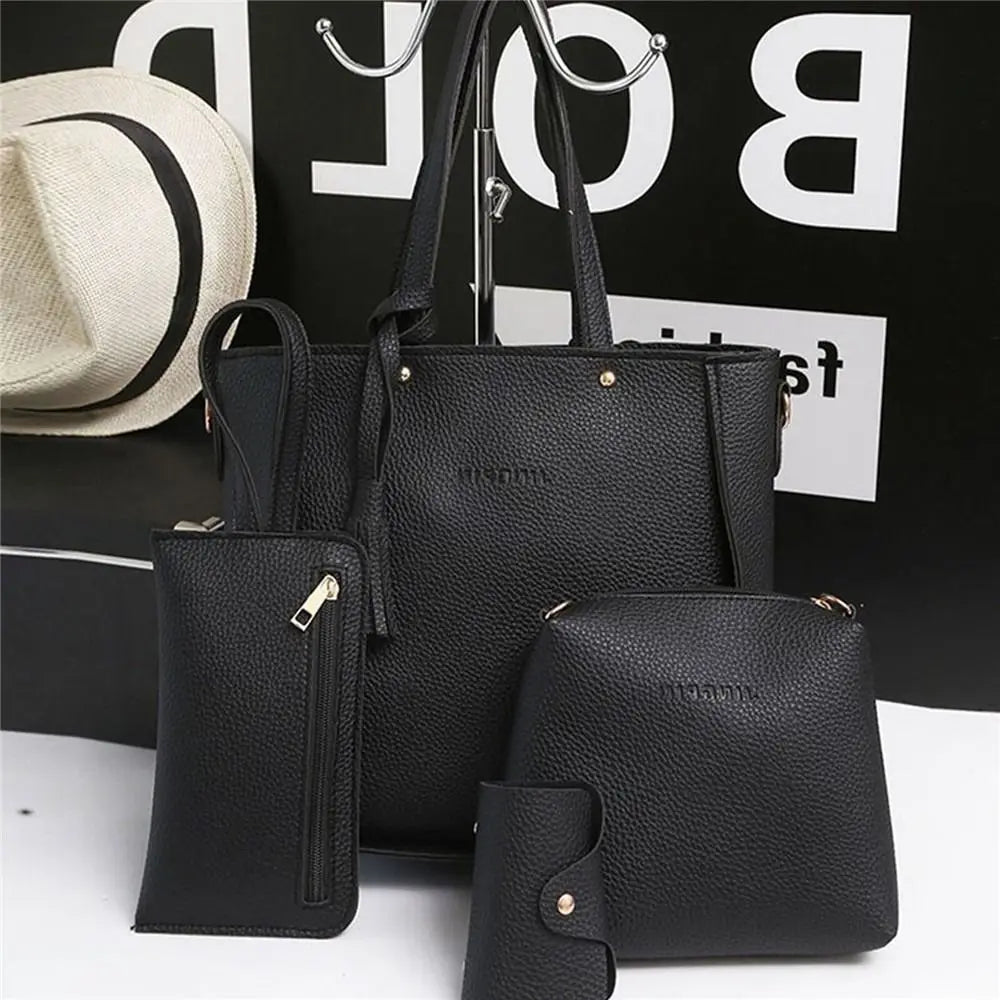 4Pcs/set Leather Crossbody Bags Women Bag Set Pattern Portable Fashion Shoulder Bags Purse Ladies PU Crossbody Bag