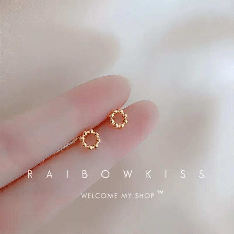 silver-plate Gold Color Mini Small Butterfly Heart Stud Earring For Women Cartilage Helix Tragus Ear Piercing Jewelry Gift