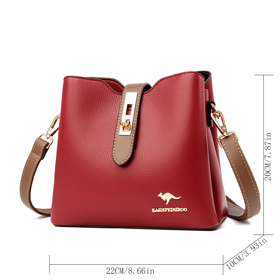 3-Layer Designer Handbag - Large Capacity Crossbody Messenger Bag