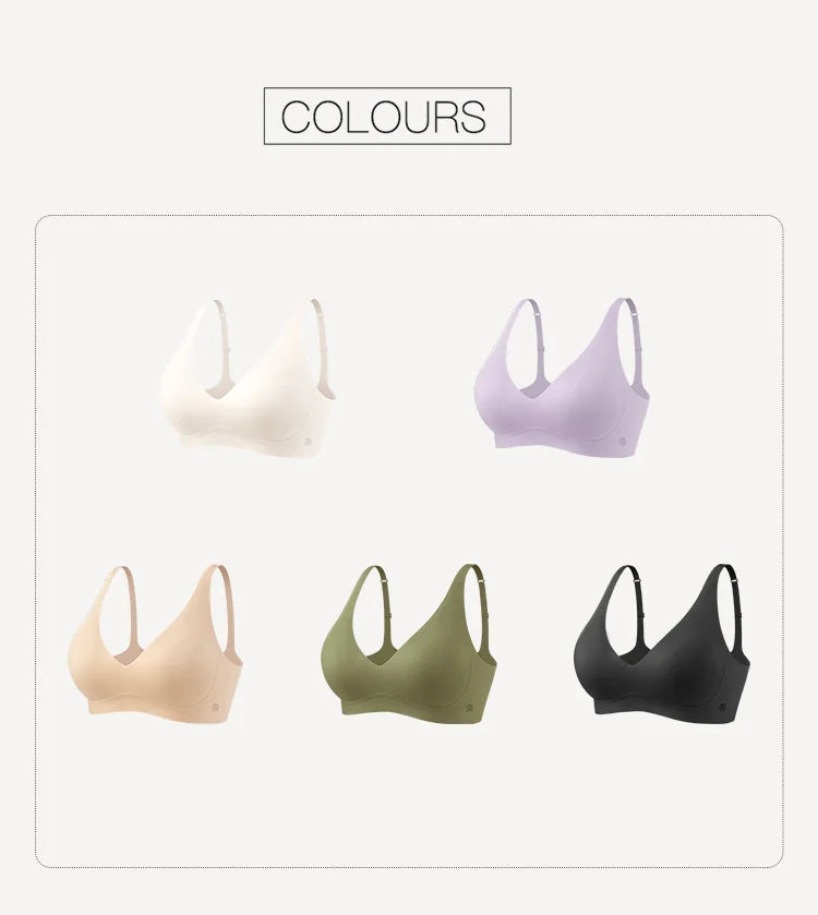 SUJIIN Sexy Push Up Bra - Seamless Wireless V Neck Bralette
