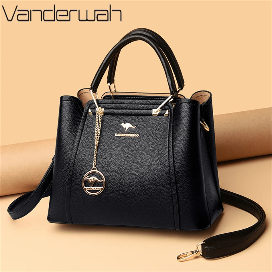 2024 Luxury Designer Handbag - 3 Layer Crossbody Leather Tote