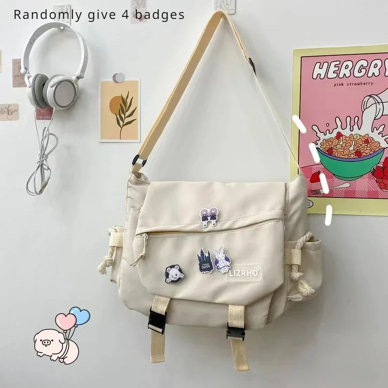 Shoulder Bag Large Capacity Crossbody Bag Retro Workwear Postman Bags for Women Nylon Handbags