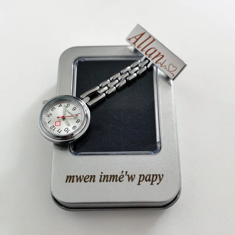 FREE Personalized Your Name Logo Doctor Clock Stethoscope Customize Engrave Medical Hospital Healthcare Pocket FOB Nurse Watch