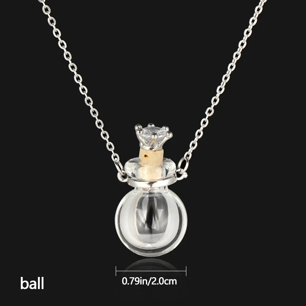 Openable Water Drop Heart Steel Chain Perfume Vial Necklace Wishing Bottle Pendant Essential Oil Diffuser Memorial Jewelry Gifts