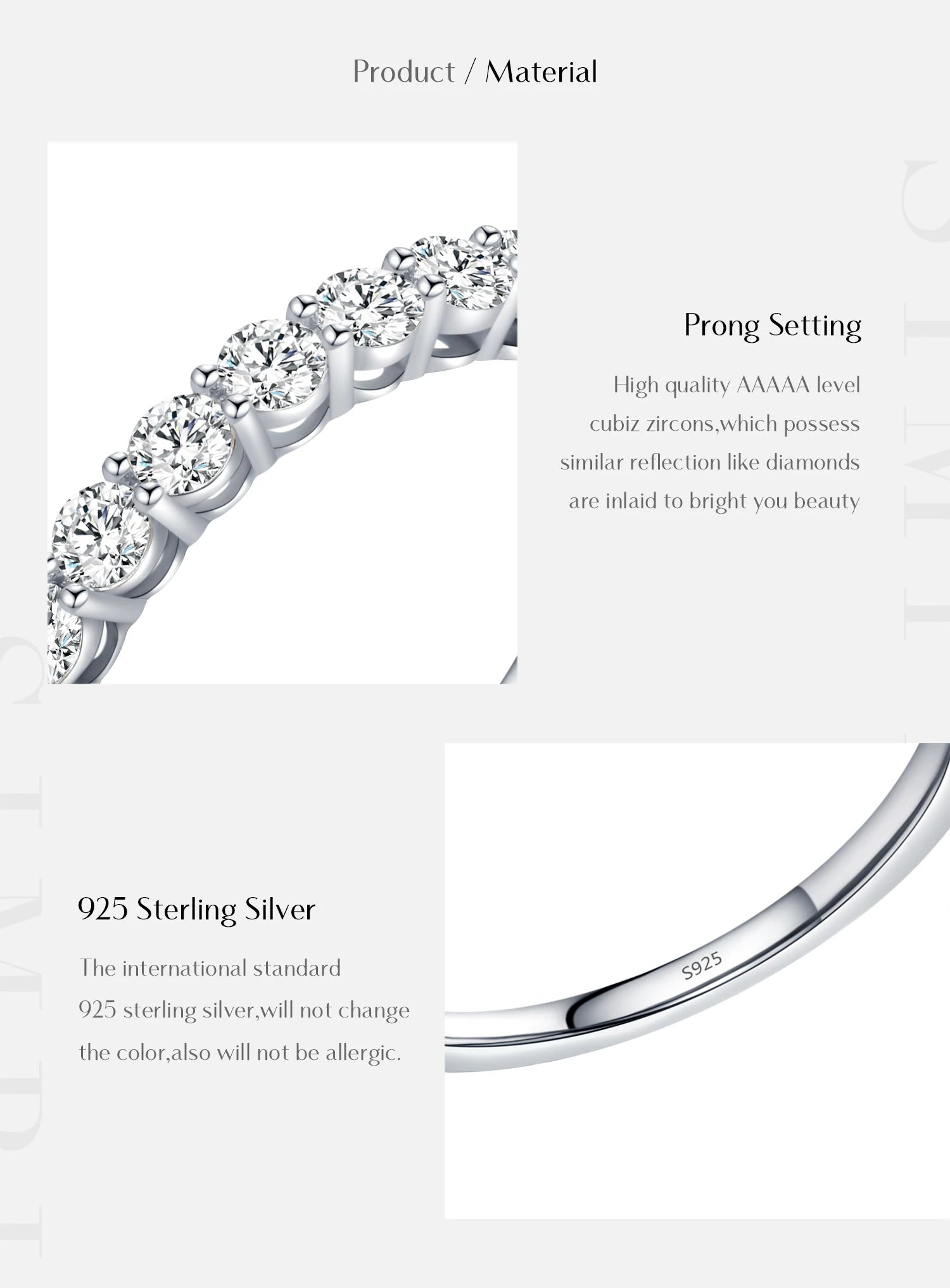 925 Sterling Silver 5A Zirconia Ring - Luxury Wedding Band Women