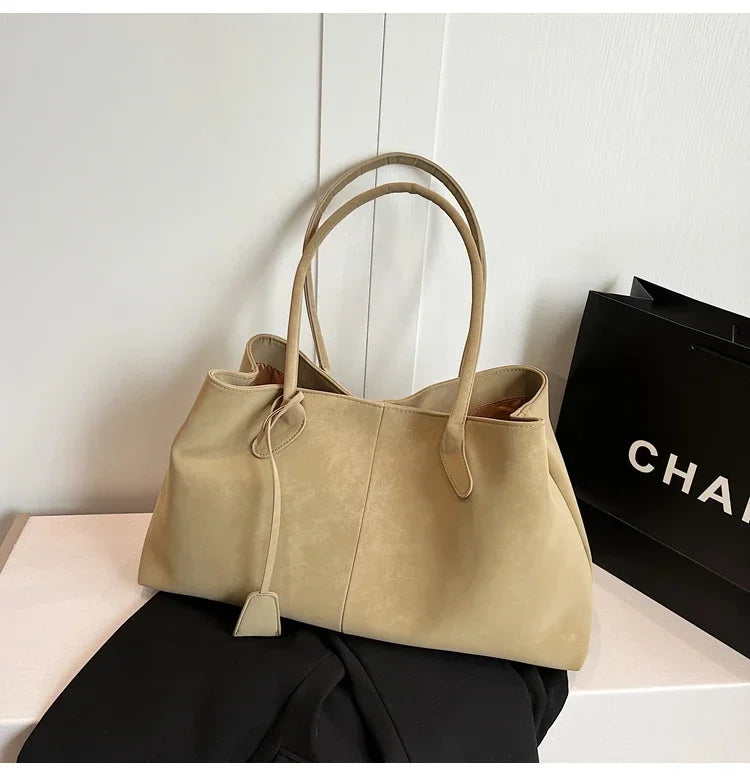 Faux Suede Solid Color High Quality Fashionable Versatile Handbag 2025 Women's Product Hot Selling  Large Capacity Shoulder Bag