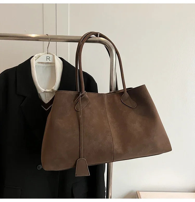 Faux Suede Solid Color High Quality Fashionable Versatile Handbag 2025 Women's Product Hot Selling  Large Capacity Shoulder Bag