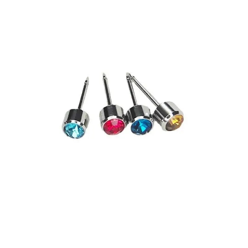12 Pairs Ear Piercing Stud Earrings, Surgical Stainless Steel Multicolor Birthstone Stud Earrings for Ear Piercing Guns