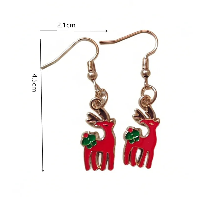 Fashionable Christmas Theme Earrings for Women - Happy Christmas Pendant Tree of Christmas Deer Father Design Mixed Style Jewelr
