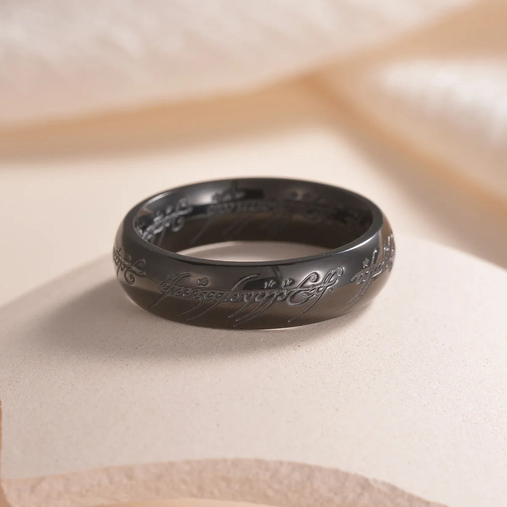 Lord of the Rings Titanium Steel Ring - 18K Gold Plated 6mm Men's Band