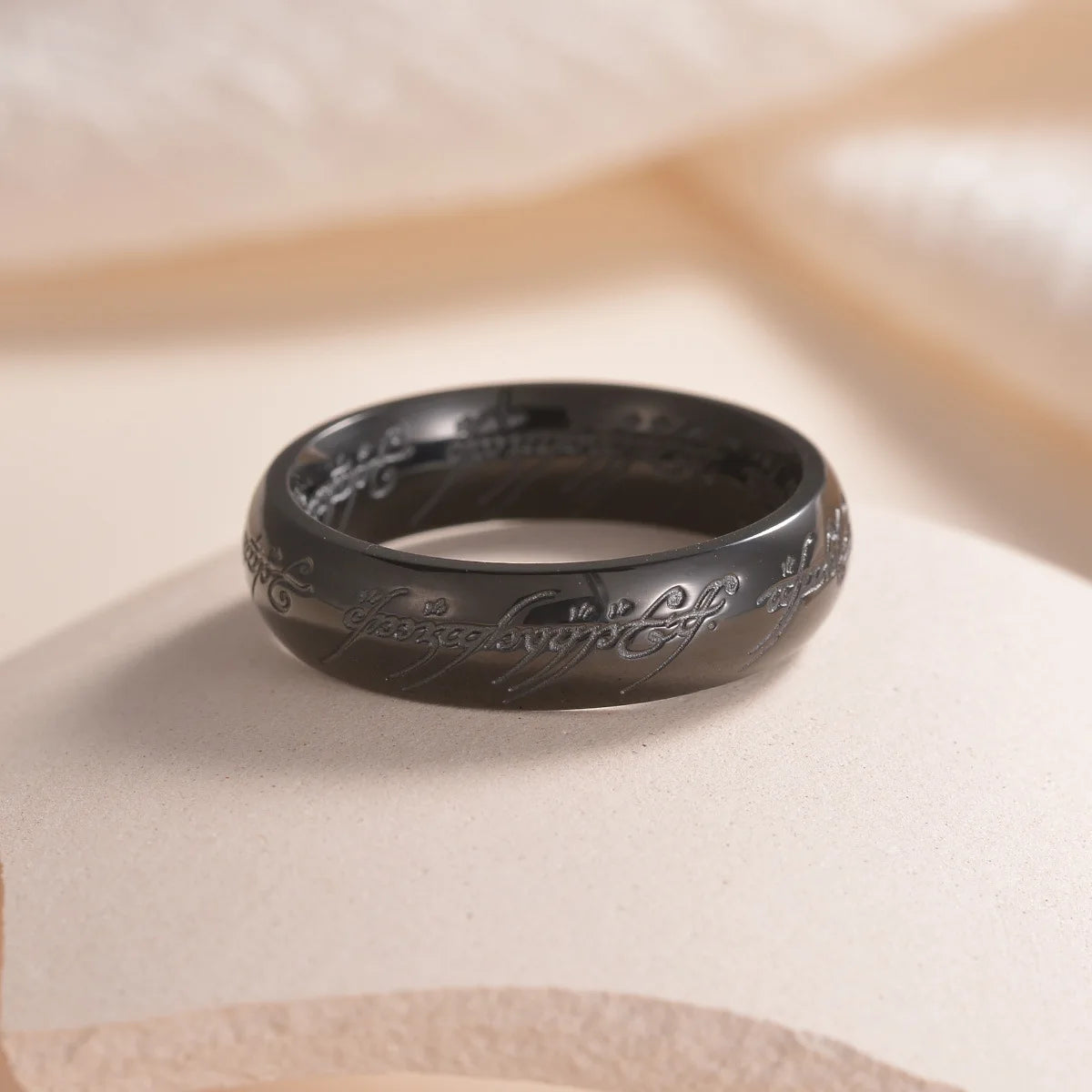 Lord of the Rings Titanium Steel Ring - 18K Gold Plated 6mm Men's Band