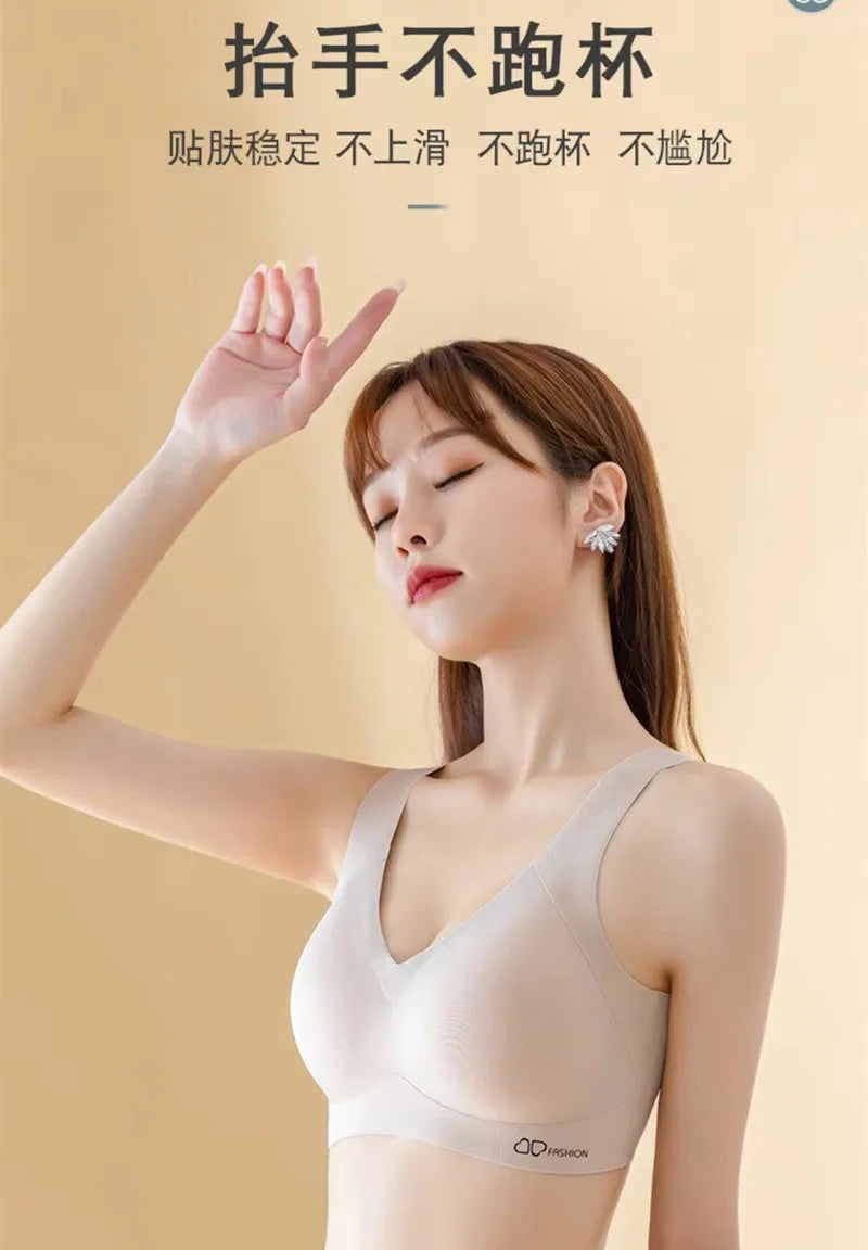 A /B / C Fixed Cup Seamless   Oversized Bra Thin Push Up  Women Underwear