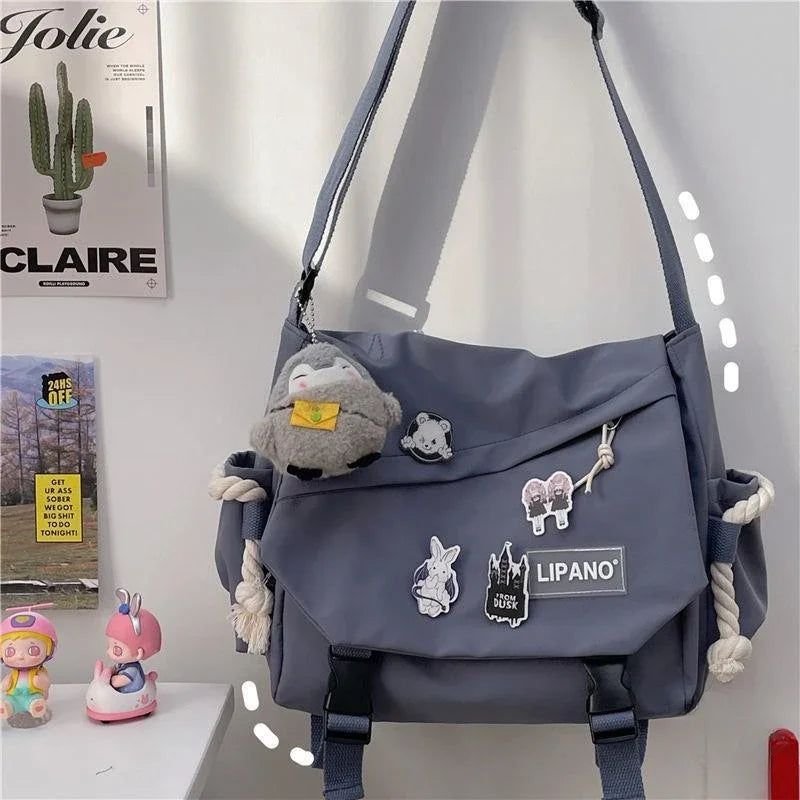Shoulder Bag Large Capacity Crossbody Bag Retro Workwear Postman Bags for Women Nylon Handbags