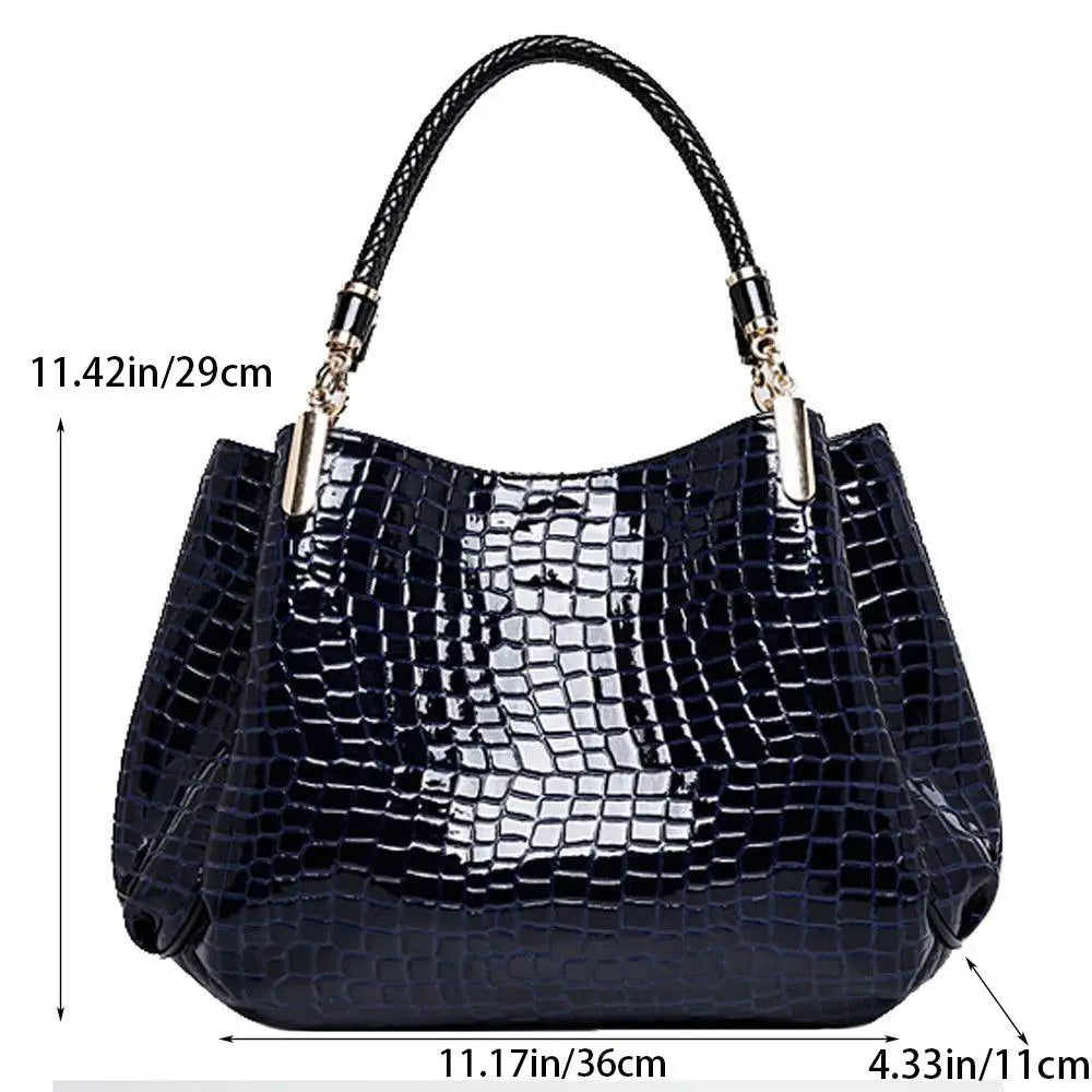 Crocodile Print Tote Bag - Large Capacity Daily Commute Shoulder Bag