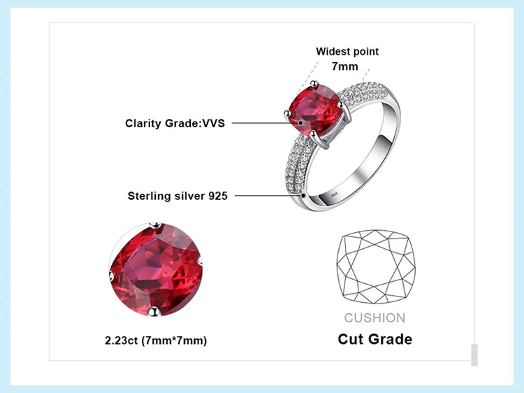 JewelryPalace Green Simulated Nano Emerald Created Ruby Ring 925 Sterling Silver Gemstone Solitaire Engagement Rings for Women