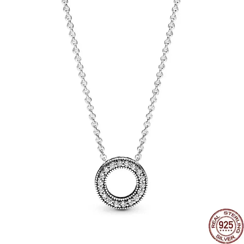 Christmas Birthday Surprise Gifts 925 Sterling Silver Exquisite Shiny Round Heart-shaped Necklace Classic Charm Women's Jewelry