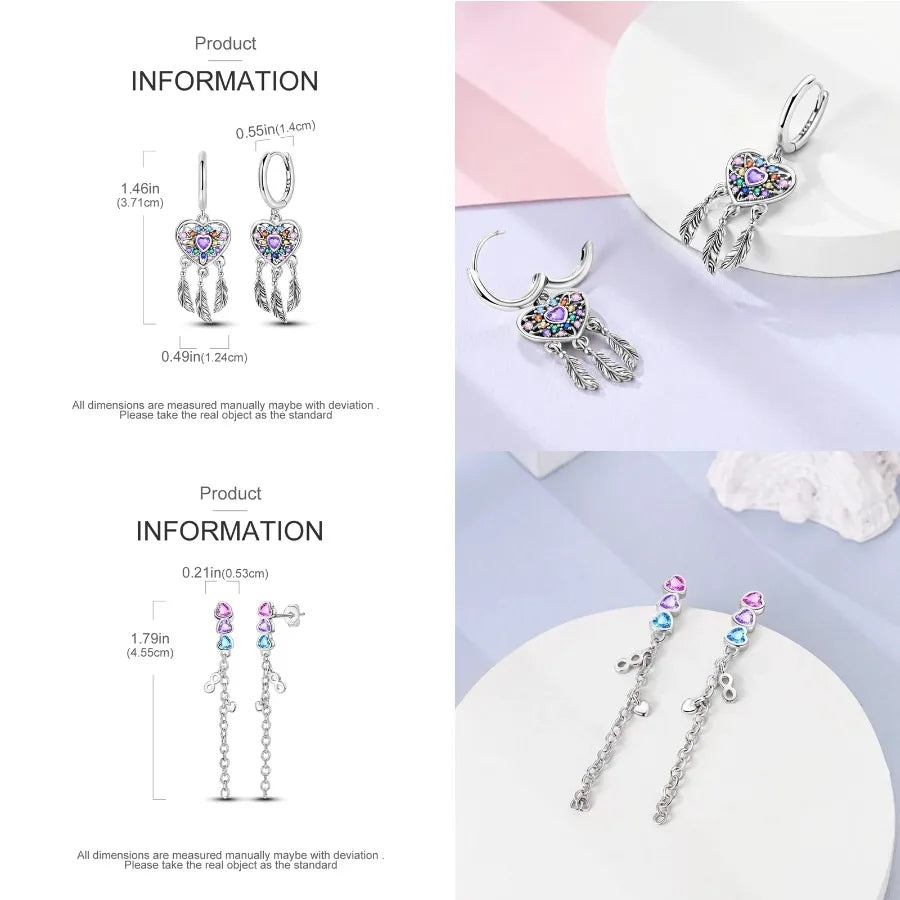 Unicorn Earrings 925 Sterling Silver Original Zircon Elephant Feather Dog Cat Blue Star Small Earrings For Women Jewelry Gift