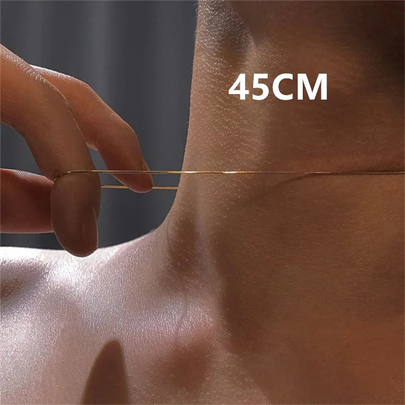 Vintage Gold Color Stainless Steel Snake Chain Necklace For Women Fashion Clavicle Chain Necklace Men Party Jewelry Accessories