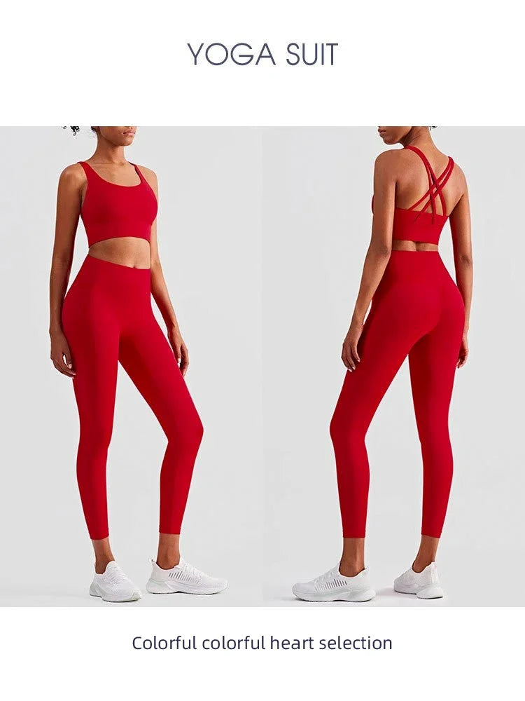 2 Piece Yoga Clothes - Athletic Tracksuit Sports Bra & Leggings
