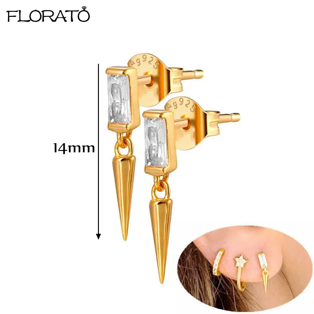 925 Sterling Silver Needle Punk Spike Rivet Hoop Earrings For Women Huggie Earrings Ear Cuff Piercing Earring Gothic Jewelry